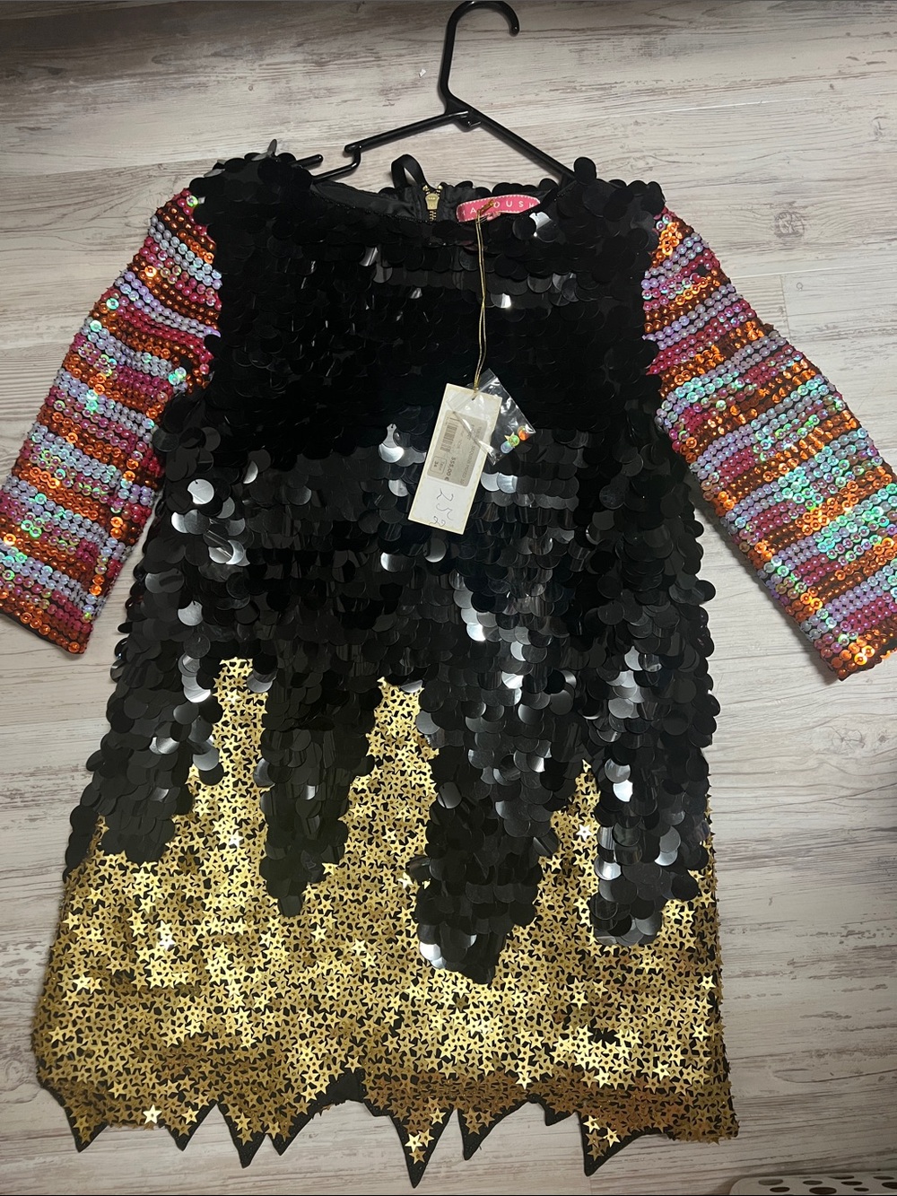 Manoush Sequin Party Dress w/Multicolor and Black-Gold Body Size 34 (US 4) NWT